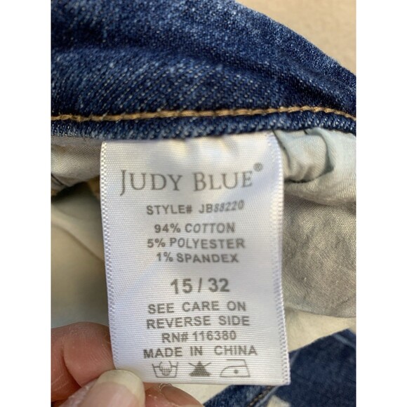 Judy Blue Jeans Womans 15/32 Blue Boyfriend Redlands High Rise Distressed Grunge - Picture 4 of 7